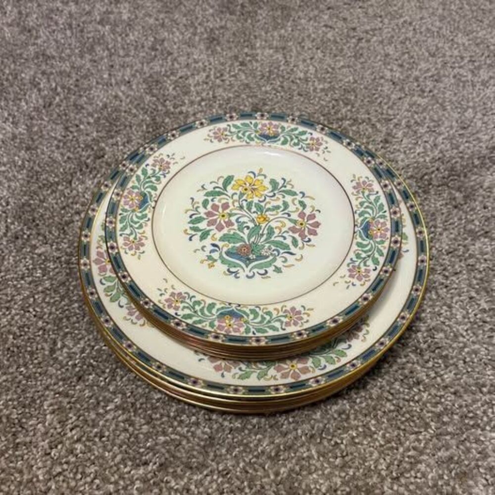 Lenox Mystic Ivory Porcelain Pastel Floral Cream Bone China Plate Set Of 10